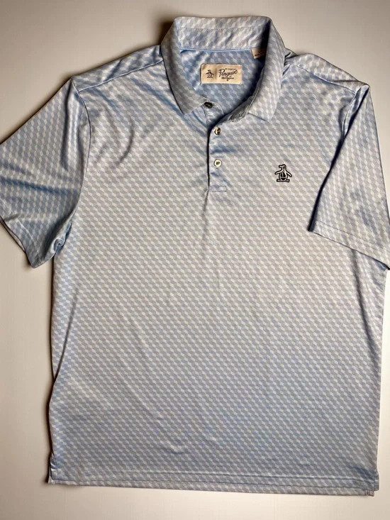 Original Penguin Light Blue Geometric Print Button-Down Shirt - Picture 4 of 4